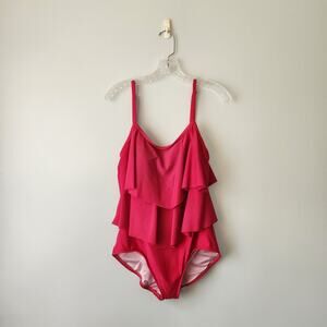 Maxine of Hollywood Swimsuit Womens 12 Pink Layered Beach Cruise Boho Vacation
